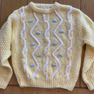 Women’s Hand Knitted Acrylic Sweater Feminine Pastel Vintage S-M Evian II